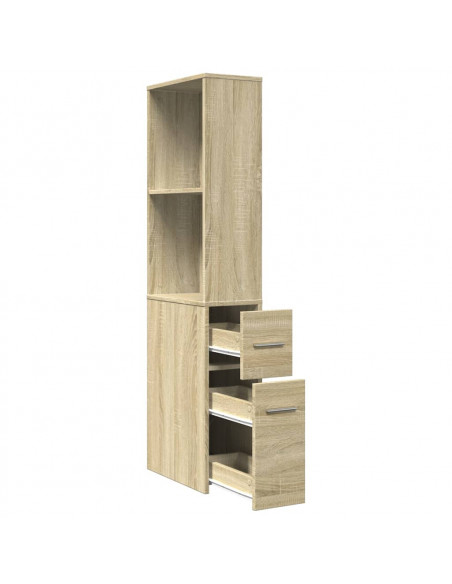 Armadietto da Bagno Stretto con Ruote Rovere Sonoma Truciolato