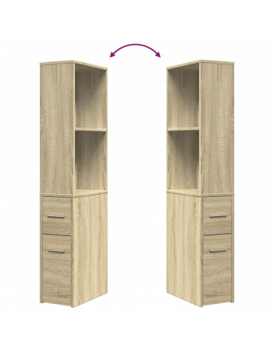 Armadietto da Bagno Stretto con Ruote Rovere Sonoma Truciolato