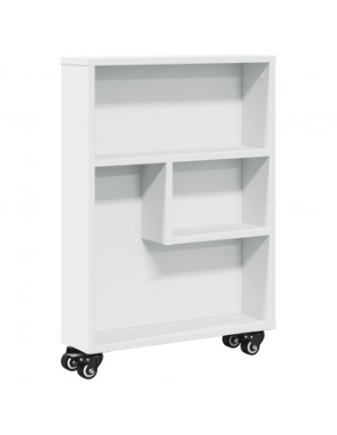 Carrello Portaoggetti Stretto Bianco 48x13x68 cm in Truciolato