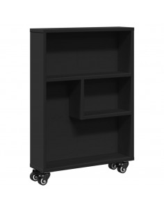 Carrello Portaoggetti Stretto Nero 48x13x68 cm in Truciolato 2