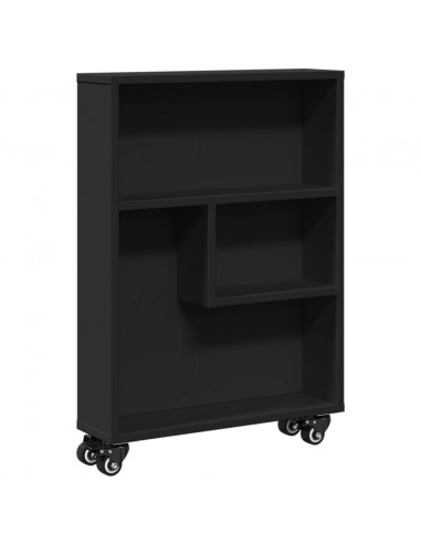 Carrello Portaoggetti Stretto Nero 48x13x68 cm in Truciolato