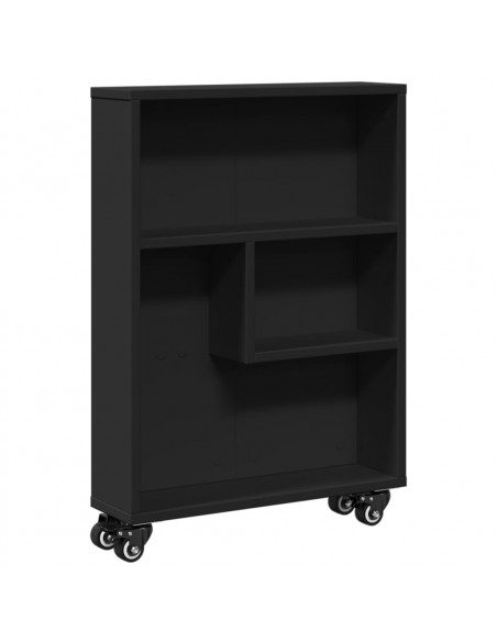 Carrello Portaoggetti Stretto Nero 48x13x68 cm in Truciolato