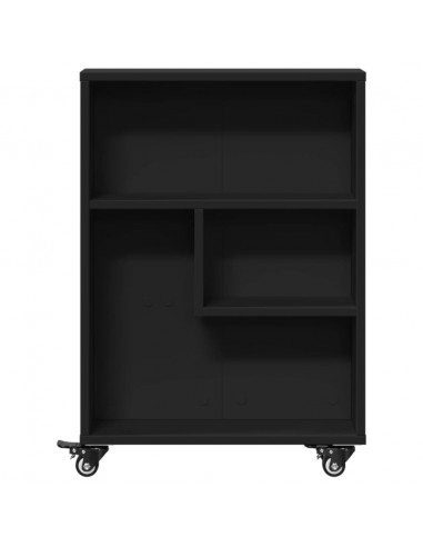 Carrello Portaoggetti Stretto Nero 48x13x68 cm in Truciolato