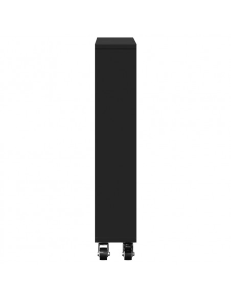 Carrello Portaoggetti Stretto Nero 48x13x68 cm in Truciolato