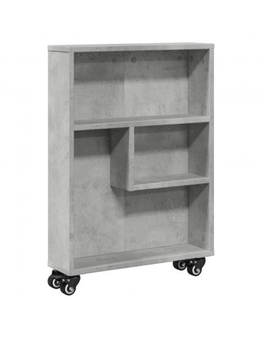 Carrello Stretto Grigio Cemento 48x13x68 cm in Truciolato
