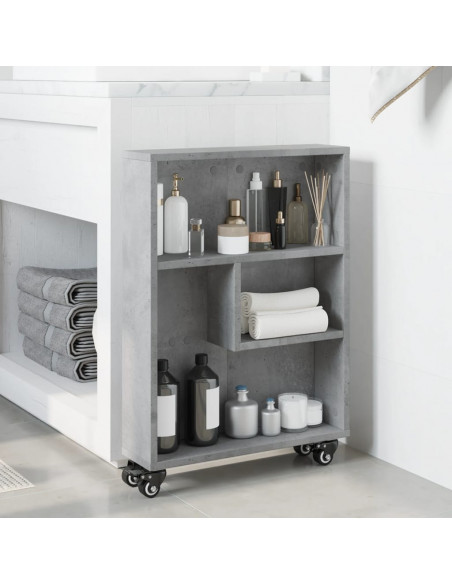 Carrello Stretto Grigio Cemento 48x13x68 cm in Truciolato