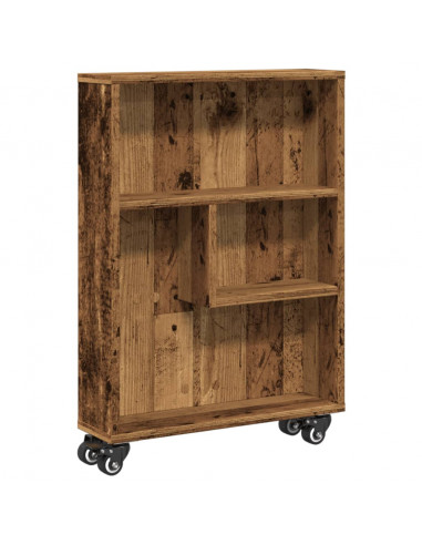 Carrello Stretto Legno Vecchio 48x13x68 cm in Truciolato