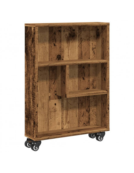 Carrello Stretto Legno Vecchio 48x13x68 cm in Truciolato