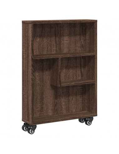 Carrello Stretto Marrone Rovere 48x13x68 cm in Truciolato