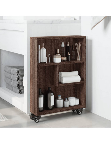 Carrello Stretto Marrone Rovere 48x13x68 cm in Truciolato