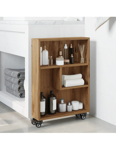 Carrello Stretto Rovere Artigianale 48x13x68 cm in Truciolato