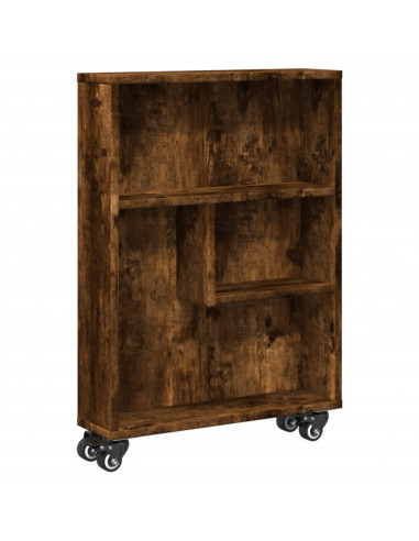 Carrello Stretto Rovere Fumo 48x13x68 cm in Truciolato