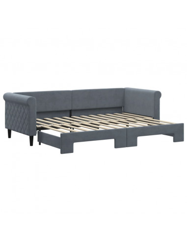 Divano Letto con Letto Estraibile Grigio Scuro 80x200cm Velluto