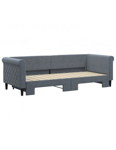 Divano Letto con Letto Estraibile Grigio Scuro 80x200cm Velluto