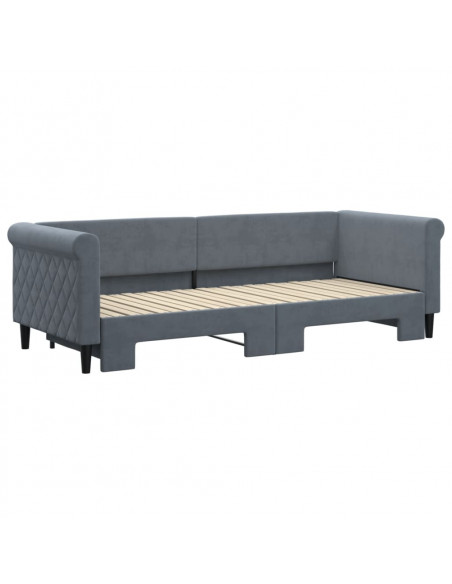 Divano Letto con Letto Estraibile Grigio Scuro 80x200cm Velluto