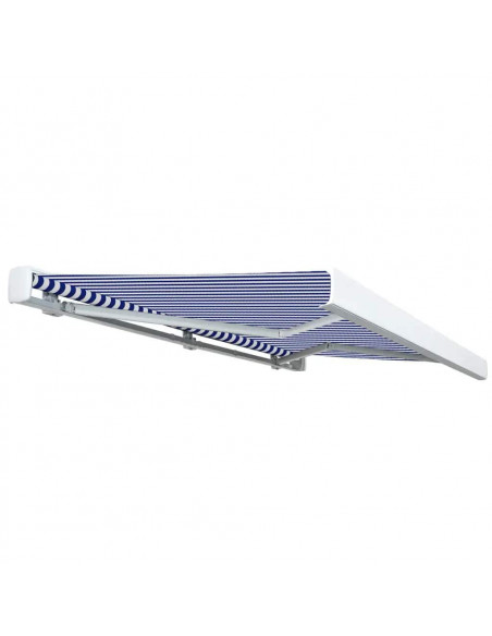 Tenda a Cassonetto Motorizzata 350x250 cm Blu e Bianco