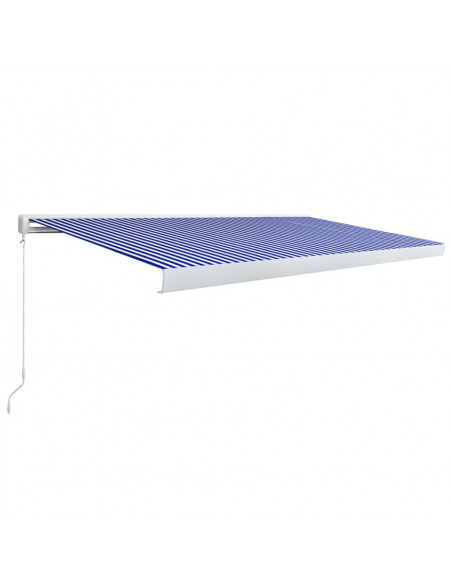 Tenda a Cassonetto Manuale 500x300 cm Blu e Bianca