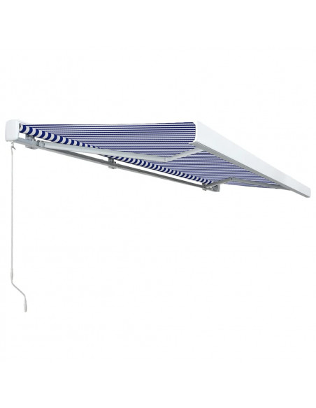 Tenda a Cassonetto Manuale 500x300 cm Blu e Bianca