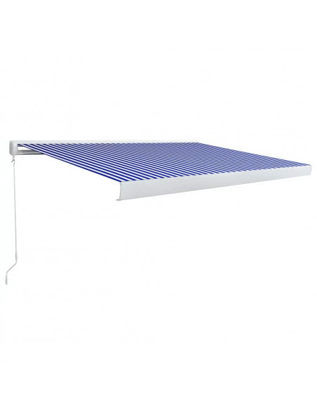 Tenda a Cassonetto Manuale 350x250 cm Blu e Bianca