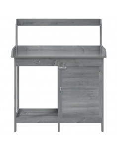 Tavolo Invaso con Mobile Grigio 110,5x45x124,5cm Massello Abete