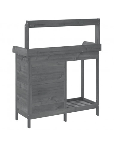 Tavolo Invaso con Mobile Grigio 110,5x45x124,5cm Massello Abete