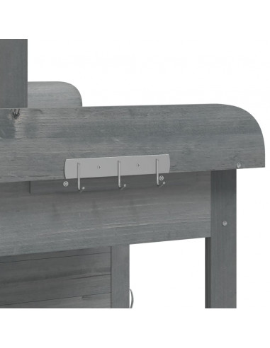 Tavolo Invaso con Mobile Grigio 110,5x45x124,5cm Massello Abete