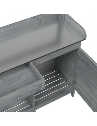 Tavolo Invaso con Mobile Grigio 110,5x45x124,5cm Massello Abete