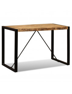 Tavolo da Pranzo in Legno Massello di Mango Grezzo 120 cm