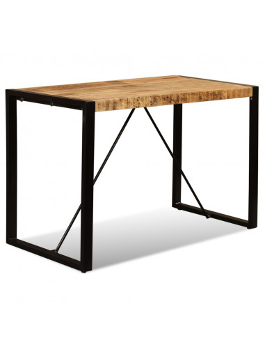 Tavolo da Pranzo in Legno Massello di Mango Grezzo 120 cm