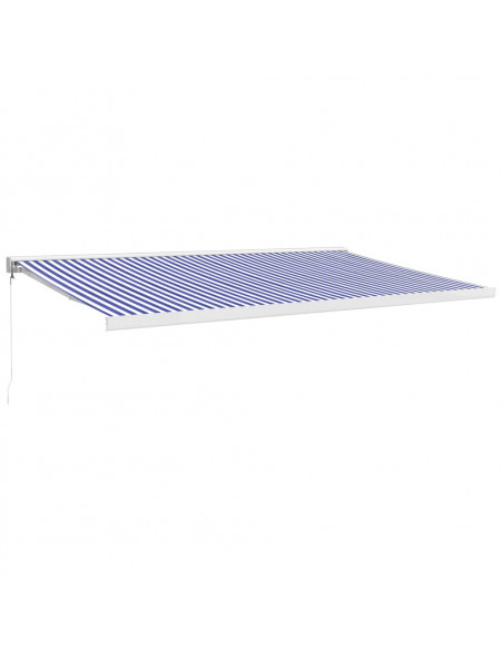 Tenda da Sole Retrattile Blu e Bianca 5x3 m Tessuto e Alluminio