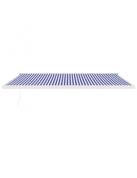 Tenda da Sole Retrattile Blu e Bianca 5x3 m Tessuto e Alluminio