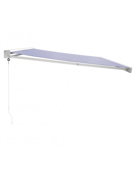 Tenda da Sole Retrattile Blu e Bianca 5x3 m Tessuto e Alluminio