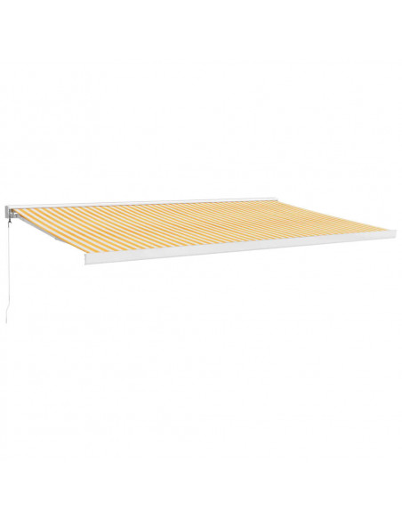 Tenda Sole Retrattile Gialla e Bianca 5x3 m Tessuto e Alluminio