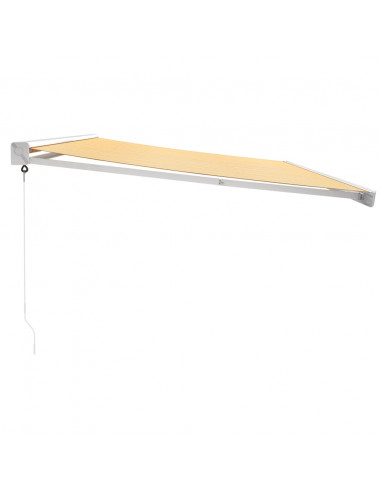 Tenda Sole Retrattile Gialla e Bianca 5x3 m Tessuto e Alluminio