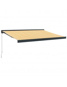 Tenda Retrattile Gialla e Bianca 3,5x2,5 m Tessuto e Alluminio