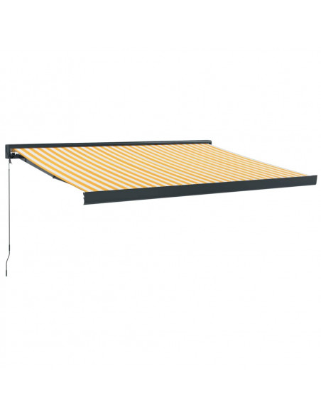Tenda Retrattile Gialla e Bianca 3,5x2,5 m Tessuto e Alluminio