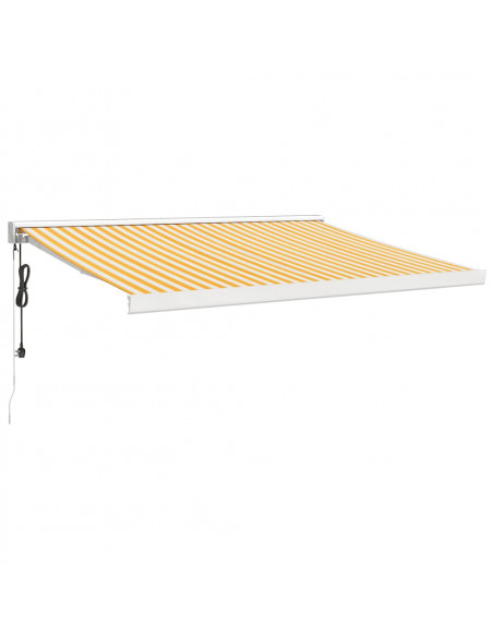 Tenda Retrattile Gialla e Bianca 3,5x2,5 m Tessuto e Alluminio