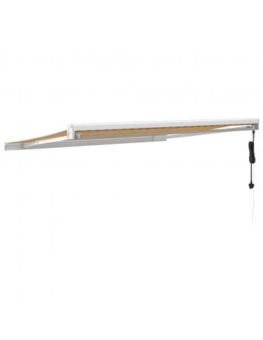 Tenda Retrattile Gialla e Bianca 3,5x2,5 m Tessuto e Alluminio