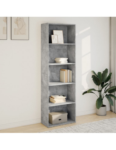 Libreria Grigio Cemento 60x30x189 cm in Legno Multistrato