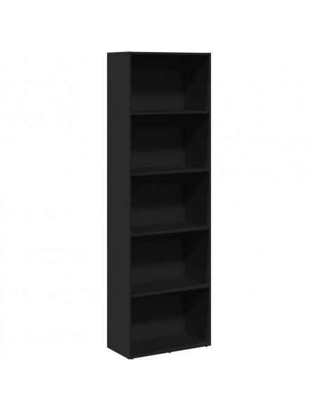 Libreria Nera 60x30x189 cm in Legno Multistrato