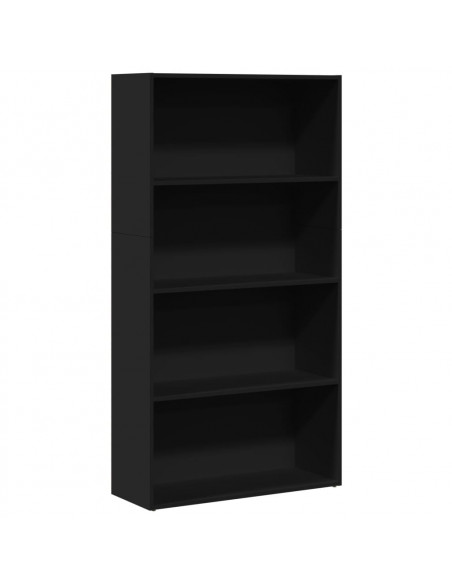 Libreria Nera 80x30x152 cm in Legno Multistrato