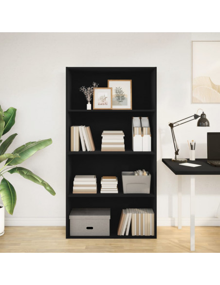 Libreria Nera 80x30x152 cm in Legno Multistrato