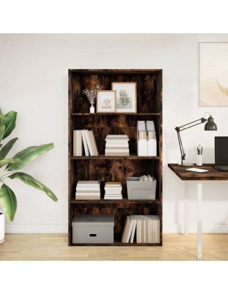 Libreria Rovere Fumo 80x30x152 cm in Legno Multistrato