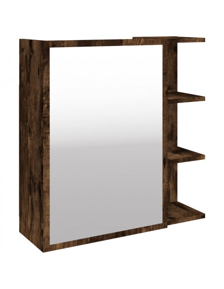 Mobile da Bagno con Specchio Rovere Fumo 62,5x20,5x64 cm Legno
