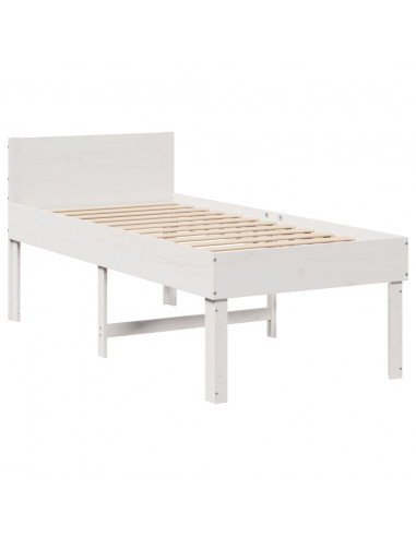 Letto senza Materasso Bianco 90x190 cm in Legno Massello Pino