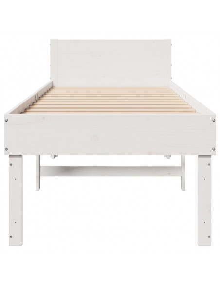Letto senza Materasso Bianco 90x190 cm in Legno Massello Pino