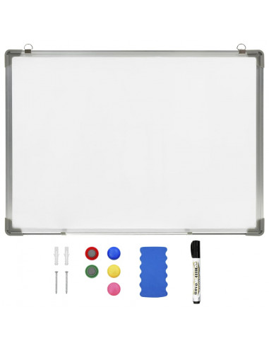 Lavagna Magnetica Bianca Cancellabile a Secco 70x50 cm Acciaio