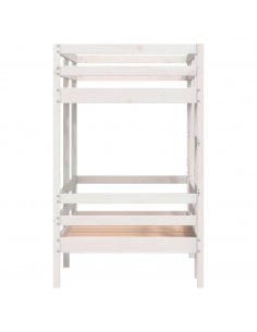 Letto a Castello Bianco 90x200 cm in Legno Massello di Pino