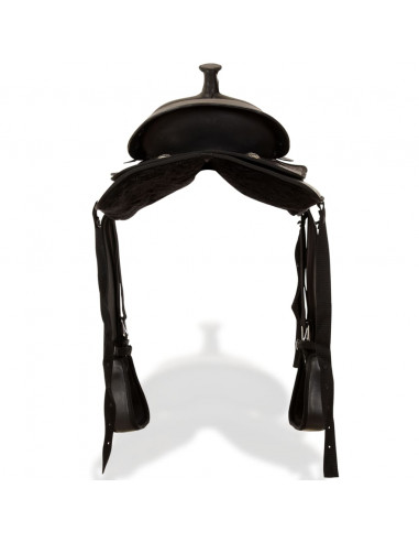 Sella Western Testiera e Pettorale in Vera Pelle 15" Nero