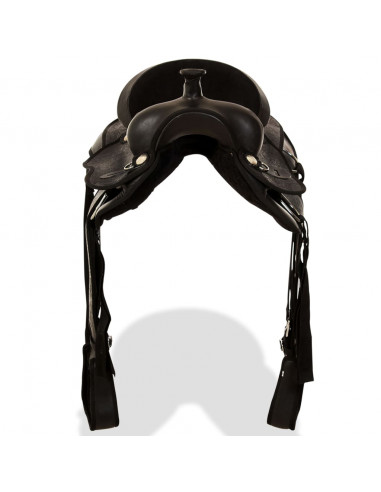 Sella Western Testiera e Pettorale in Vera Pelle 15" Nero